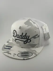 Yupoong Unisex Daddy Snapback Hat, multi cam alpine with Breathable Sides, Flat Brim, Playful Fashion Accessory, Embroidered Baseball Cap, Funny Dad Hat Premium Fitted Cap