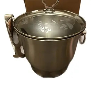 Stainless Steel Ice Bucket with Glass Lid