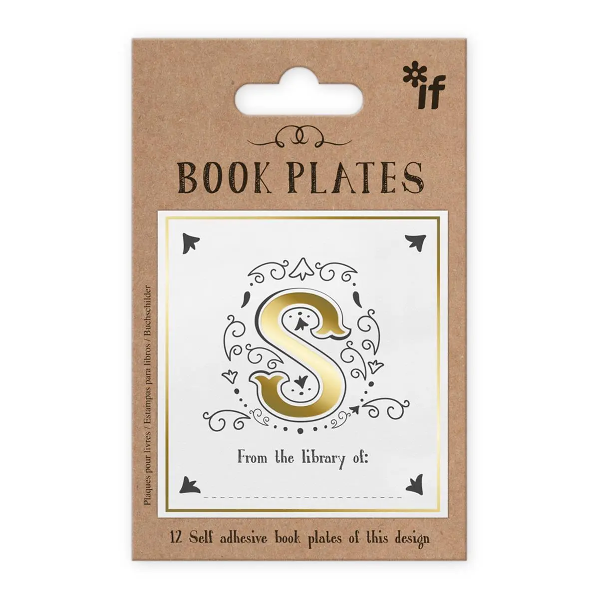 If USA 41519 Kraft Paper Self-Adhesive Letter Book Plates, Letter S, 12 Pieces