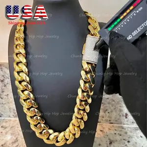 Cool Mens Icedout Bling Fashion Miami Cuban Link Chain Necklace ,Huge Mens Necklace Hip Hop Jewelry 18-30inch
