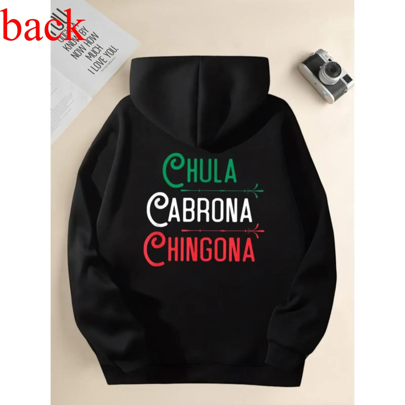Mexican Chola Chingona Hoodie Men's Long Sleeve Hooded Graphic Print Streetwear Baddie Aesthetic Aztec Latino Cultural Apparel Menswear Sweatshirts