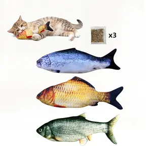 Bitesized Realistic Flopping Fish Cat Toys, 3 Pack, Interactive Cat toys for All Breeds, Tap-Activated 3 Flapping Mode, 11.02 Inches, with Catnip, Rechargeable