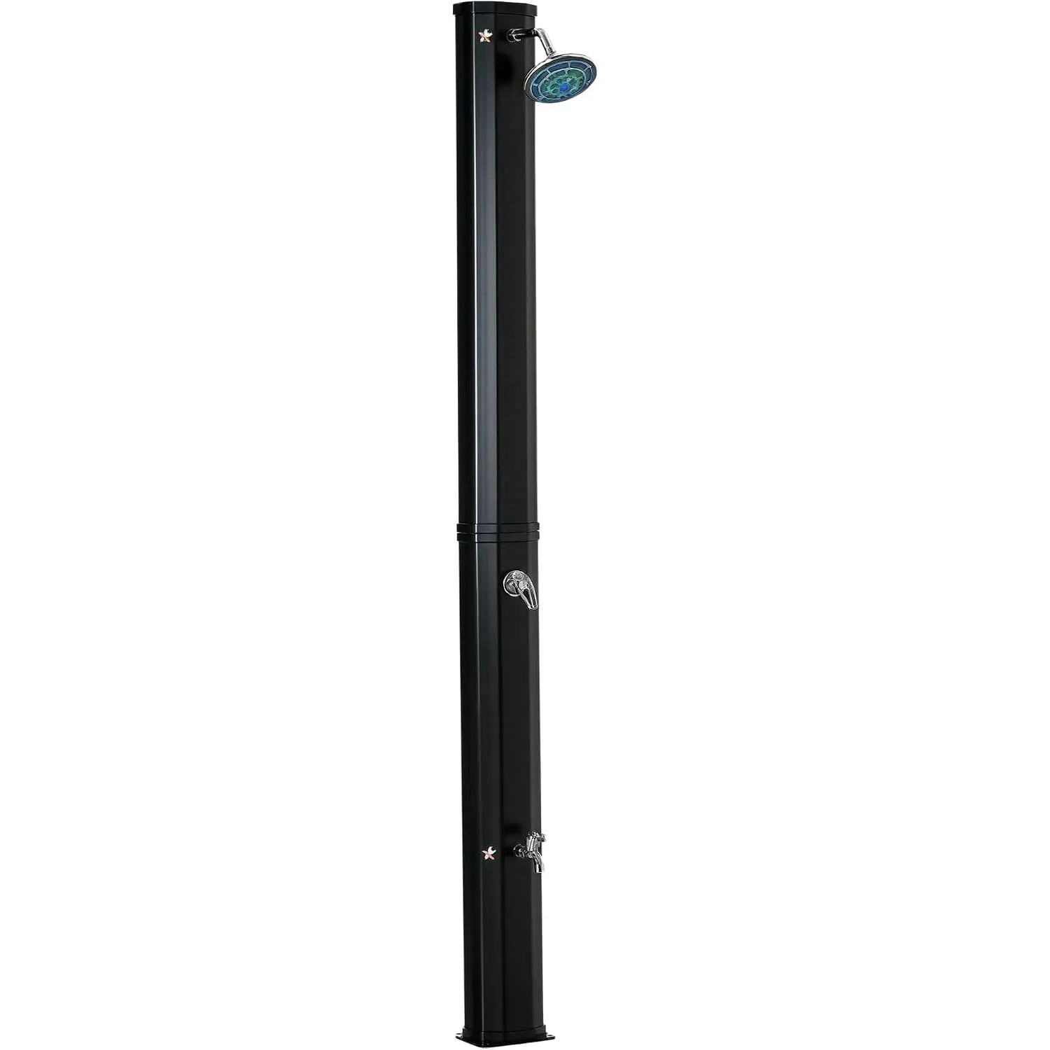 7ft Solar Outdoor Shower, 9.2 Gallon Tank Heats to 131°F, 360° Rotating Head, Foot Rinse Faucet, Temperature + Pressure Adjust, No Electricity for Poolside, Backyard, Beach