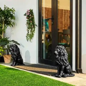 SAYGOGO 20.5" Lion Guardian Statue, Resin Outdoor Sculpture, Realistic Animal Decor for Garden, Patio, Villa & Park, Patriotic Independence Day Home Yard Decoration