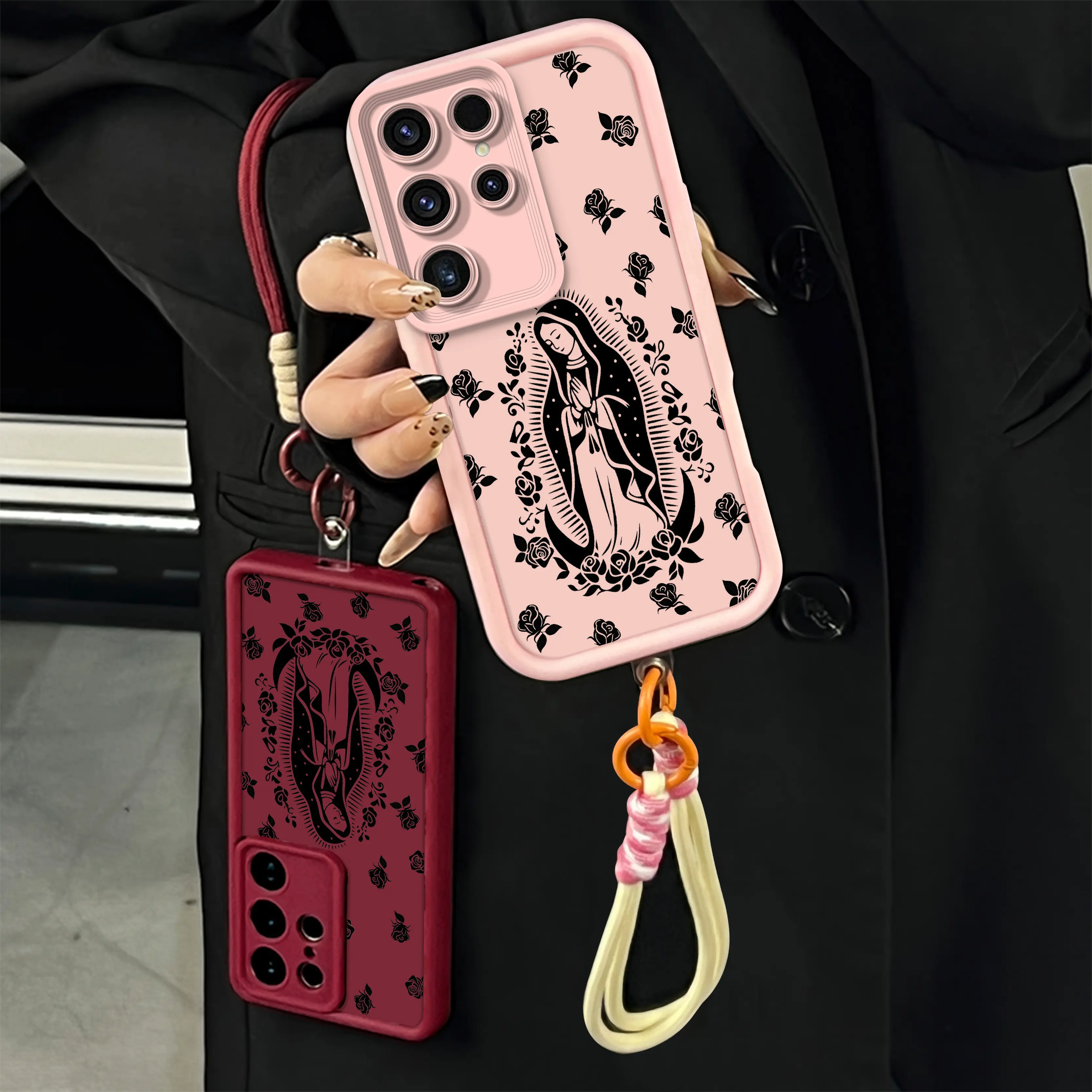 Virgin Surrounded by Roses Protective Casing for Samsung Galaxy S26-S24 S23-S22 & iPhone 18 Pro Max 17 Air 16Plus 15-14 13-12 11 XR XS, 4-Corner Protector, Full Coverage Lens Protection, Drop Resistant Cellphone Accessories for Girls