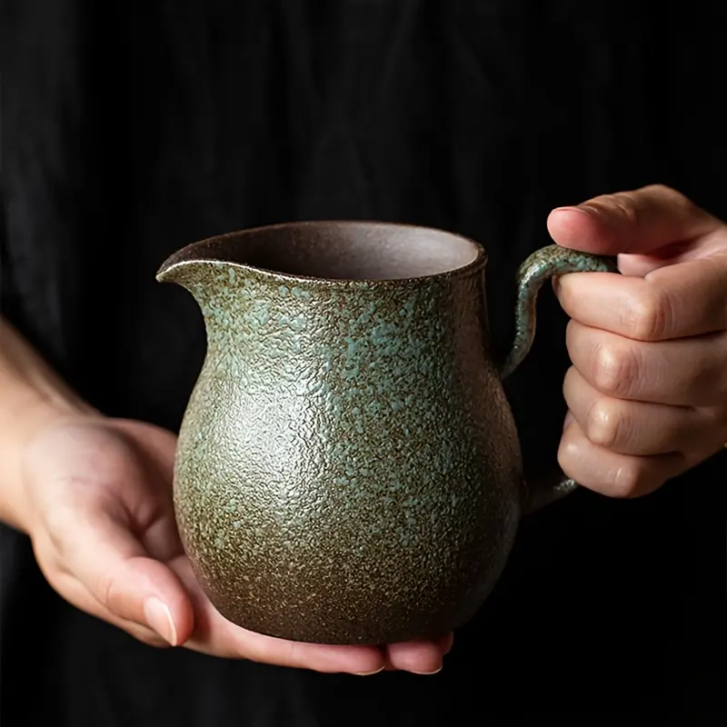 Vintage Kiln - Transformed Green Gongdao Cup 500ml/16.91oz, Large - Capacity Milk Tea Cup, Chinese - Style Gongfu Tea Pot, Pour - Over Coffee Pot