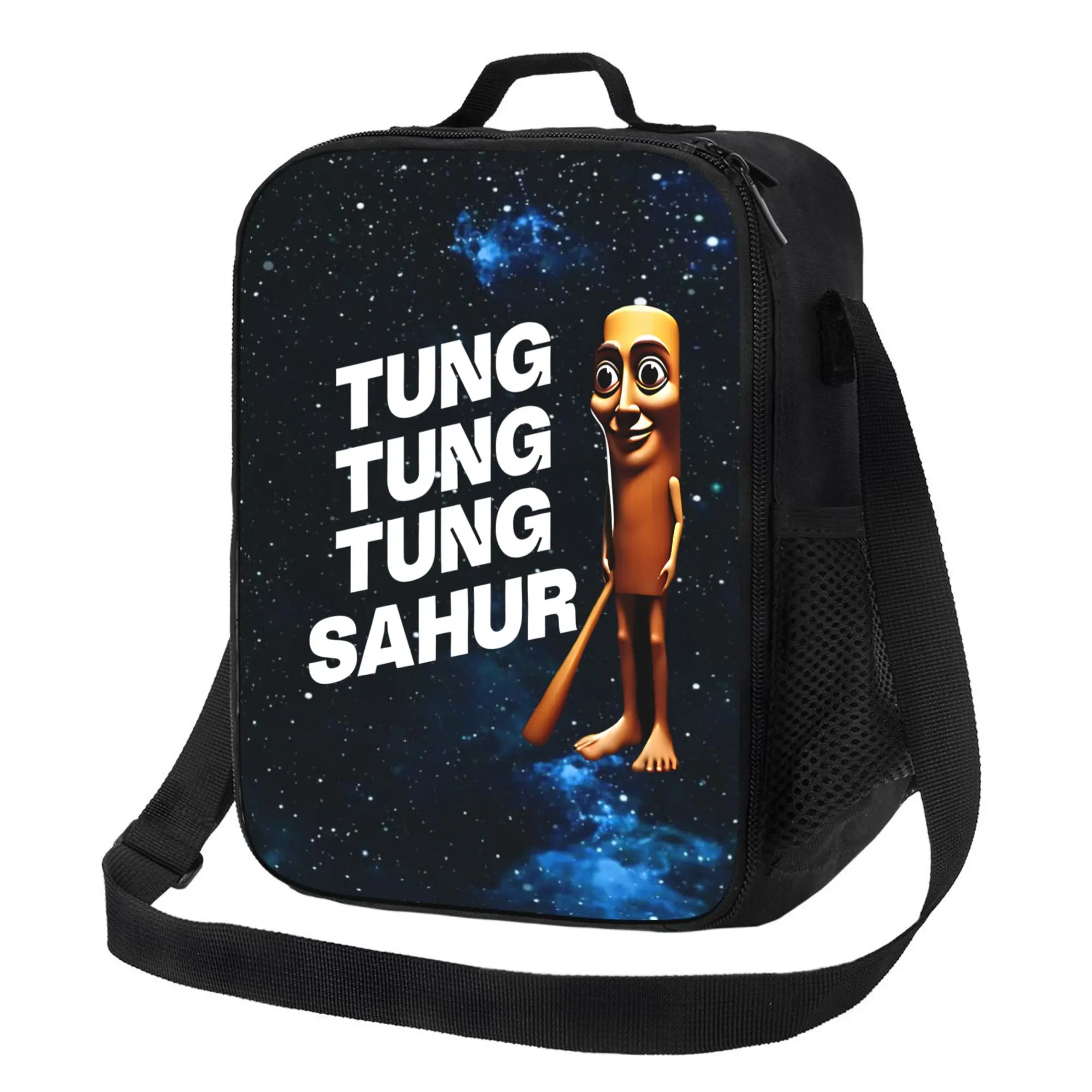 Tung Tung Tung Sahur Lunch Box for Boys Girls, Insulated Durable Lunch Box with Adjustable Shoulder Strap, Portable Small Lunch Bag for School/Picnic/Beach/Hiking Work