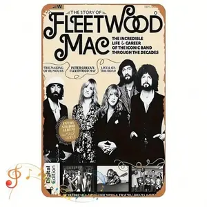 Aluminum Vintage Fleetwood Sign Retro Music Theme Unframed Wall Art Home Bar Cafe Decor Waterproof Dustproof Painting Unique Holiday Christmas Gift Birthday Graduation