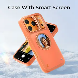 W&O Smart Screen Case for iPhone 17/  17 Pro Max / 17 Pro [Multifunctional Rear Window] with [Dynamic Watch Face/Rear Cam Preview/Message Alert] [Magnetic Charging] Shockproof Protective Phone Cover