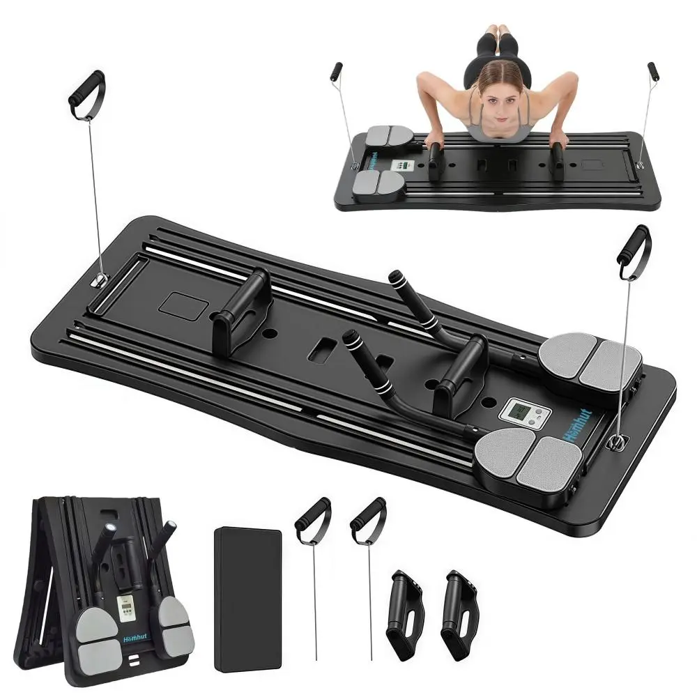 Multifunctional Exercise Board - 300LBS Capacity Foldable Portable Pilates Board, Ab Trainer Fitness Support Work Out Equipment for Home Gym Full Body Strength Training, Ab Trainer Balance Boards(4IN1-Black）