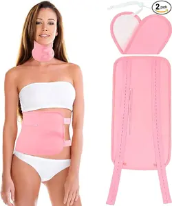 Castor Oil Pack - 2 Pack for Waist & Neck Reusable Castor Oil Compress Wrap Kit with Adjustable Elastic Shoulder Straps Waterproof & Oil-Proof Machine Washable