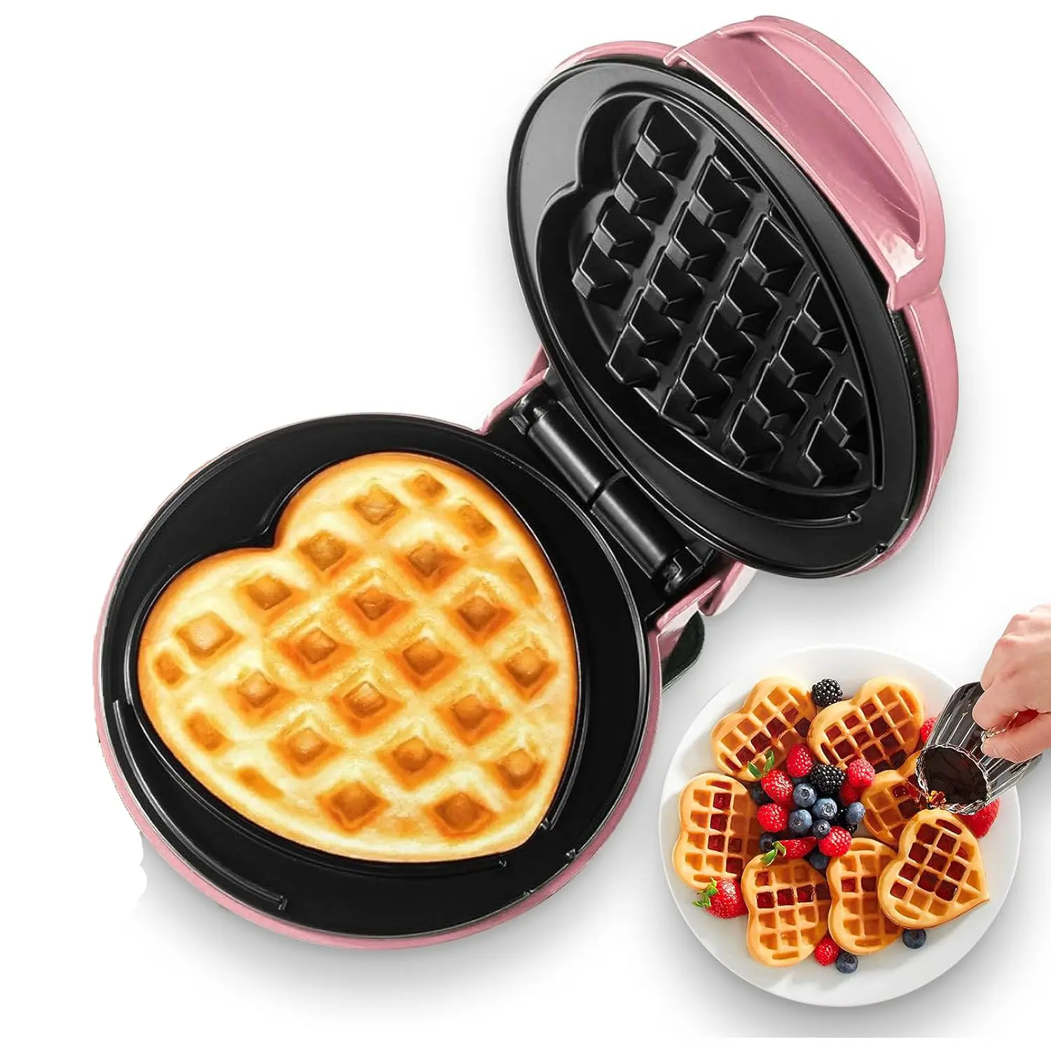 Mini Maker Waffle Maker 4“ Non-Stick Waffler Iron Stuffler Stuffed Wafflera Adjustable Browning Control,