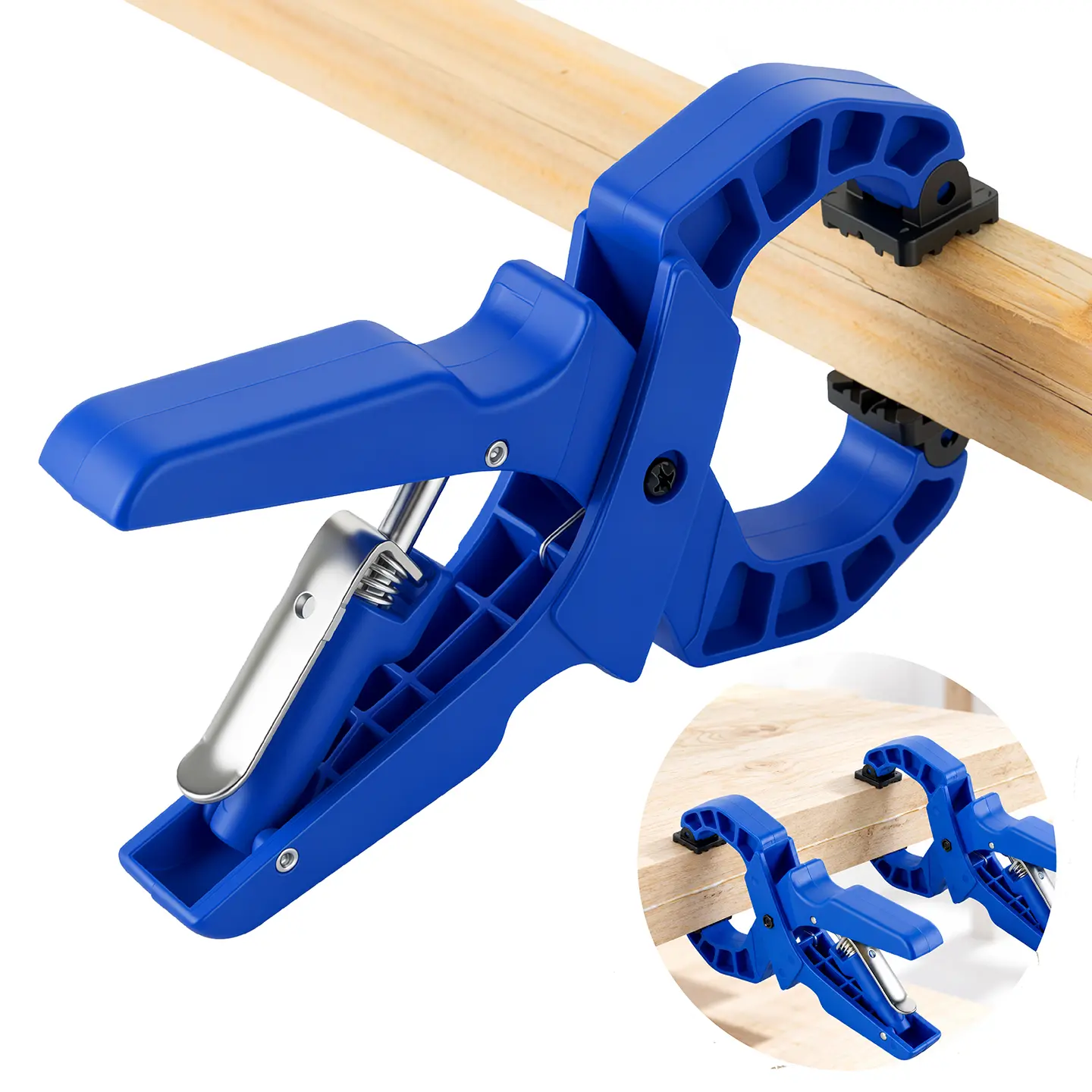 LOZLIN 1PC 7 Inch Heavy Duty Spring Clamp, One-Handed Woodworking Clamp with Adjustable Angled Jaws, Non-Slip Grip for Edge Banding, DIY Crafts and Repairs