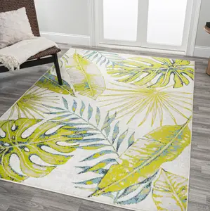 JONATHAN Y Monstera Tropical Leaves Area Rug; for Living Room, Kitchen, Bedroom, Dining Room, Office
