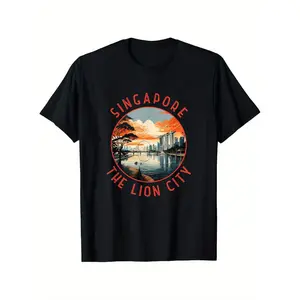 Singapore distressed circle T shirt for men and women outdoor cotton clothing size S to XXXXL