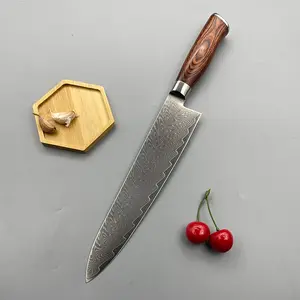Damascus Steel Chef's Knife - Ultra Sharp for Home Kitchen.
