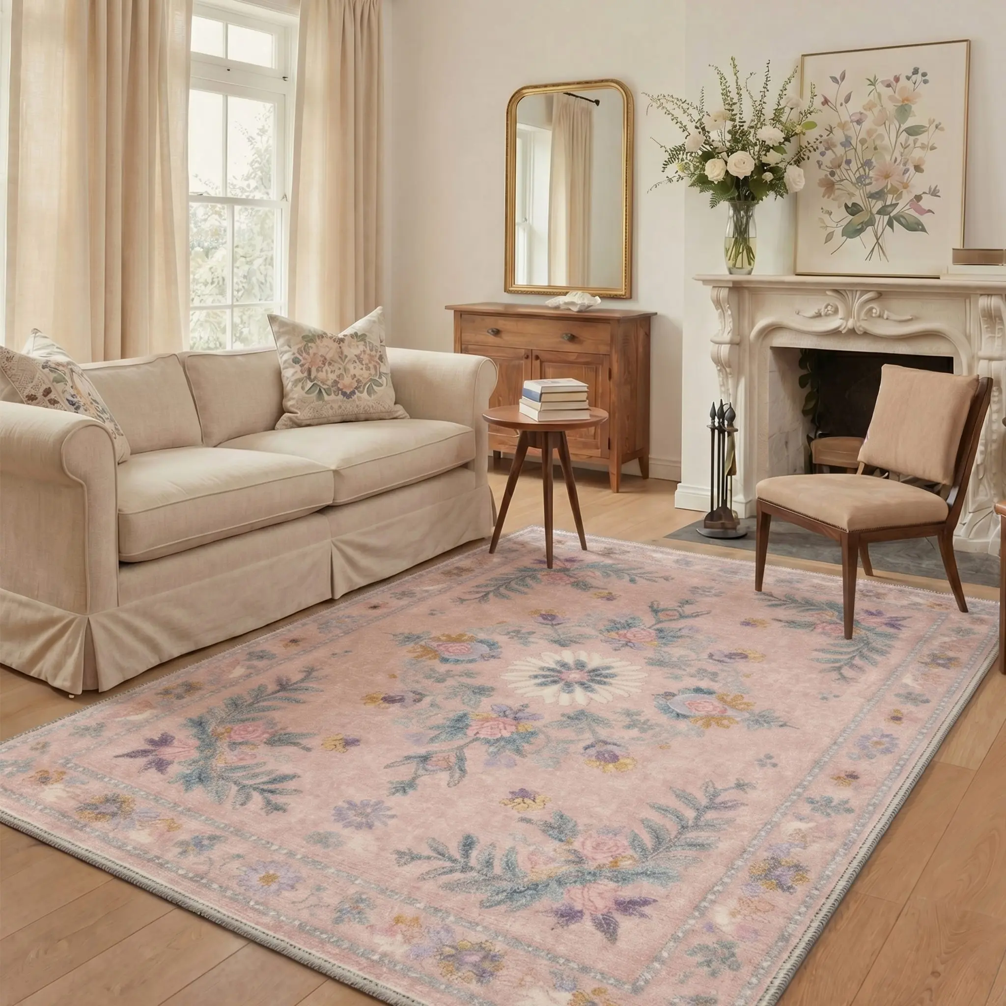 【Back To School】GENIMO Area Rug – Pet Friendly, Soft, Machine Washable, Non-Slip Area Rug, Perfect Carpet for Living Room, Bedroom, Kitchen, Hallway, Modern Stylish Home Decor ,ARP2627-PETAL