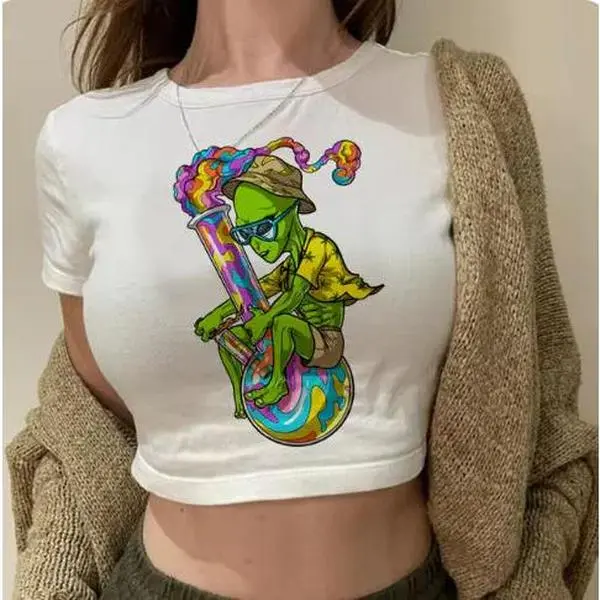 Crop Top Weed Clothing T-Shirt - Addicted
