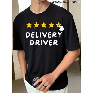 Casual Food Delivery Driver Tee – Unisex 5-Star Rating & Thumbs Up Graphic, Comfortable Fit