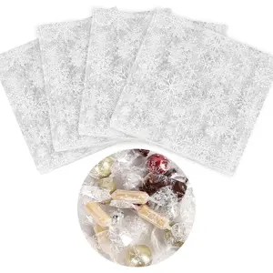 FINGOOO Snowflake Clear Candy Wrappers, 100 Piecs 5 x 5 Inches Cellophane Caramel Wrapper Precut for Homemade Candy Chocolate Lollipop Christmas Bar Wrappers
