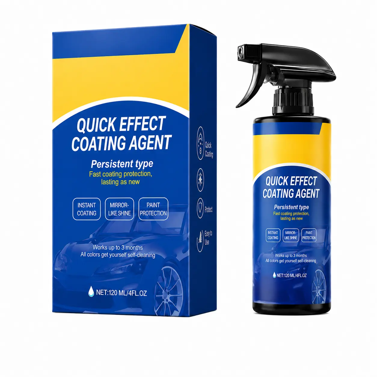 Fast-Acting Nano Ceramic Car Coating Spray — Waterless Liquid Polish for Hydrophobic Gloss Finish, Paint Care & Surface Protection on Auto Paint, Plastic Trim & Glass