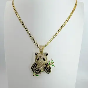 Cuanta Chain 22 Inches Long with a Panda Pendant Necklace for Women or Men Gold Plated Fashion Jewelry