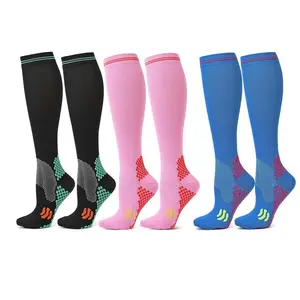 3 Pairs Compression Socks for Men Women, Calf Non Slip Long Tube Socks, Athletic Functional Socks for Jump Rope, Yoga, Tennis, Gym Workout & Indoor Sports