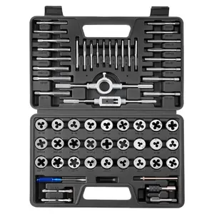 60-Piece SAE/Metric Tap and Die Set, M3-M12 Metric & #4-1/2 SAE Sizes, Coarse/Fine Taps, Threaded Dies, Wrench, Carrying Case & Complete Accessories for Threading Work
