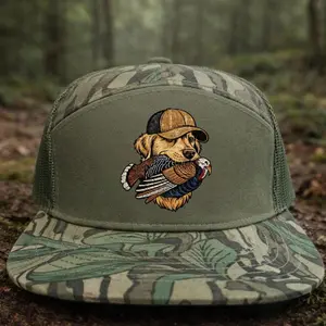 Turkey Hunting Dog Embroidered Hat, Labrador Turkey Hunter Gift, Camo Trucker Hat, Wild Turkey Season Cap, Hunting Dad Gift, Outdoorsman Hat