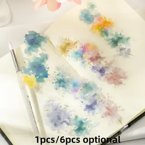 Watercolor Stamp Sticker, 10 Sheets/bag Watercolor Stamp Sticker, DIY Decorative Sticker for Journal, Scrapbooking, Phone Case Photo Frame