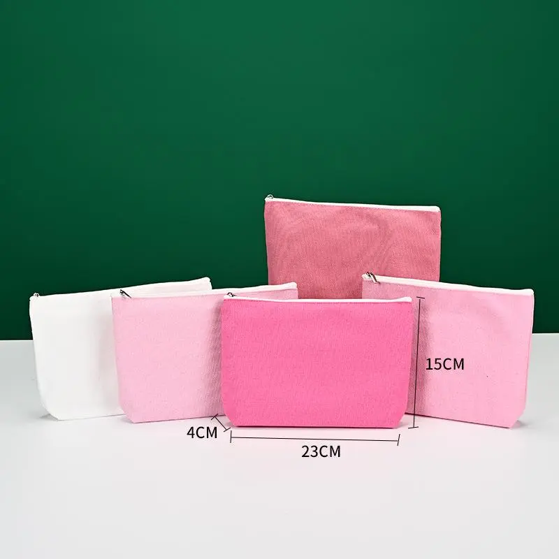 10Pcs Bulk Pack Canvas Makeup Bags for Women - Thick Fabric, Smooth Zipper, Blank DIY Pencil Pouch, Cosmetic Storage, Multicolor Option (Pink, 9x5.9x1.5in) - Home Improvement Wedding Bridal Shower Gift, 9X5.9x1.5", Rectangular