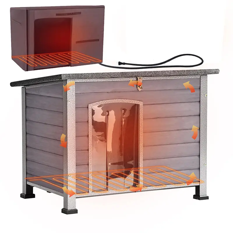 Aivituvin Heated Outside Medium Dog House Enclosure, AIR73/74IN-HP Model - 33.5"L x 22"W x 25.2"H