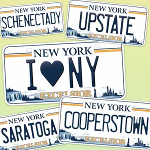 New York License Plate Sticker - Choose from 25+ NY Cities