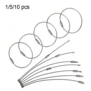 Stainless Steel Key Ring Wire Rope, Keychain Wire Rope with Connector, Multifunctional Key Ring for Outdoor Camping Hiking, Keychain for Bags