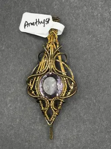 PREHNITE IN EPIDOTE | Artisan Copper Wire Wrapped Pendant | Wearable Art | Size: Large