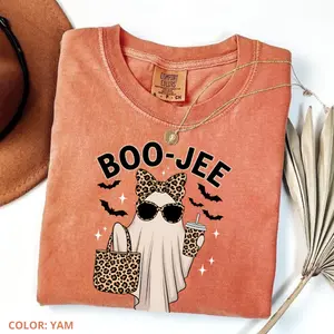 Comfort Colors Boo-Jee Ghost Shirt, Leopard Ghost Tee, Ghost Coffee Shirt, Funny Fall Shirt, Ghost Tee, Girly Halloween Gift Womenswear