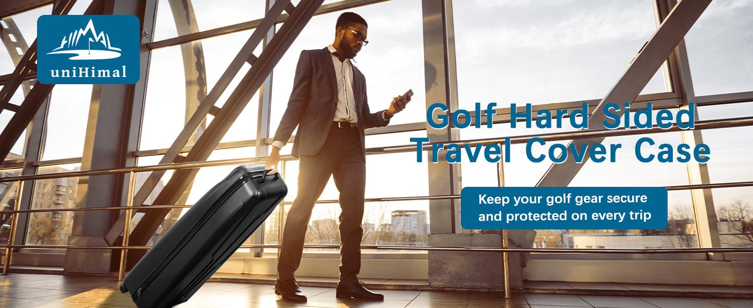 UNIHIMAL Full Hard Case Golf Travel Bag with Wheels, Travel Case - Ultimate Protection, Waterproof & Durable, Specially Designed for Airline Transport