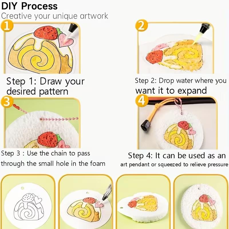 Magic Foam Paint Brushes 3D Puffy Art Kit with Textured Sponge Canvas & Bubble Art Tools for Kids DIY Craft Painting & Couple Gifts