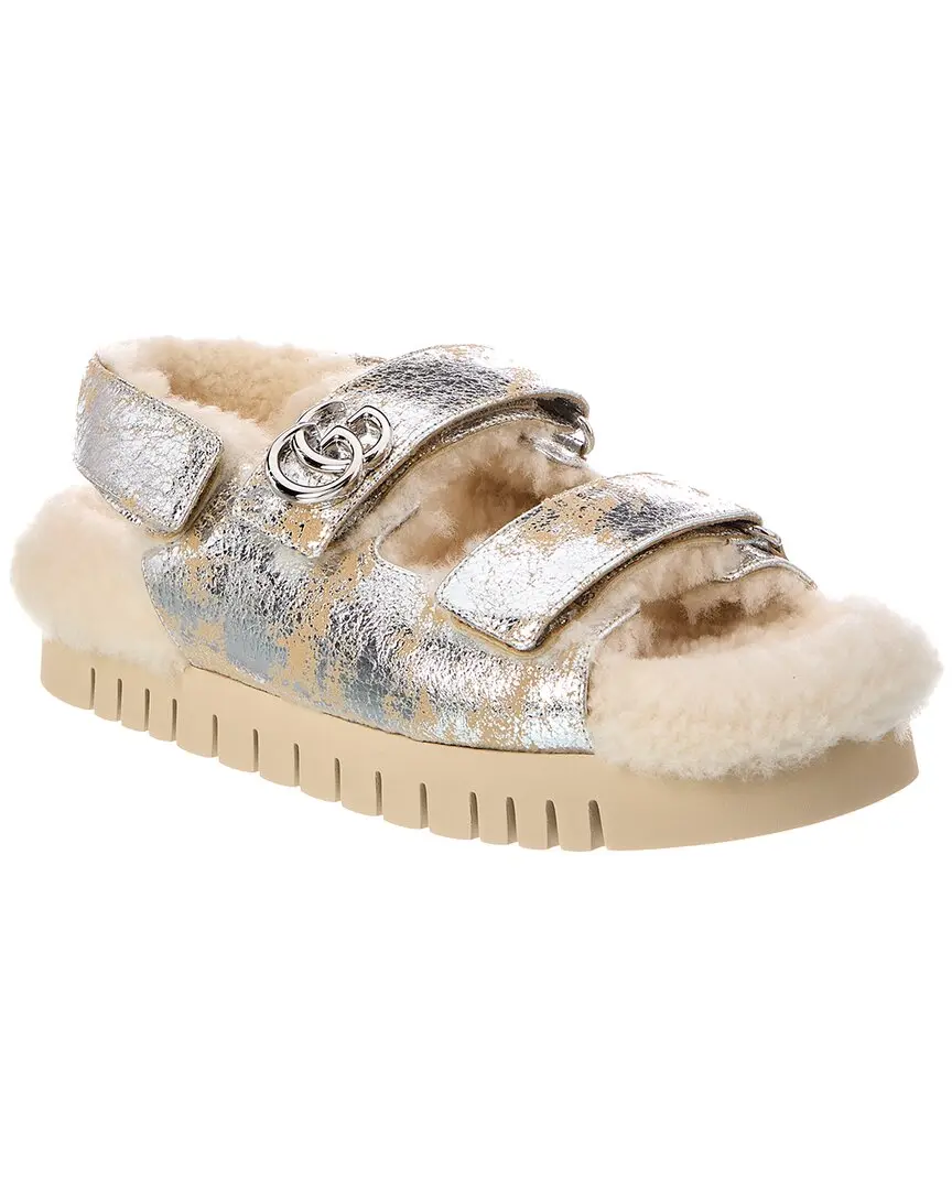 Gucci Gg Logo Leather Sandal