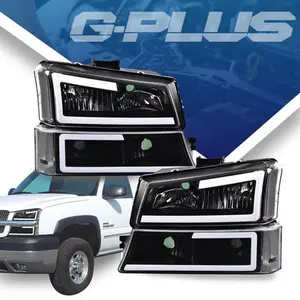 Fit For 03-07 Silverado LED Black Housing Clear Headlight Bumper Lamps