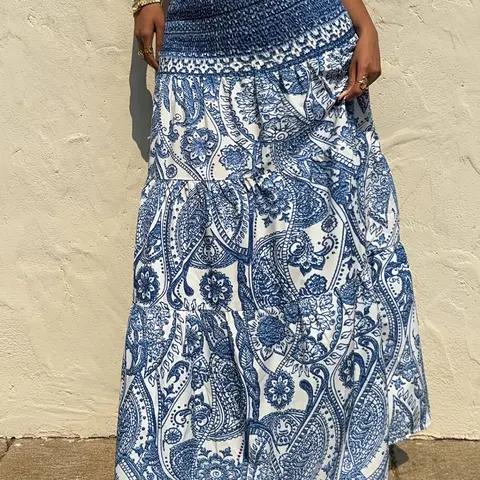 Women's Bohemian Boho Paisley Print Flare Dress, Casual Vacation Daily Wear, Spring Summer Fashion, Long Sleeve A-Line Maxi Skirt, Womenswear, Boho Skirts, Flared Skirt, Chic Boho Style