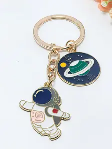 Fashion Backpack Charm Astronomical Enthusiast Space Explorer Rocket Planet Keychain, Unique Accessory for Outer Space Lovers