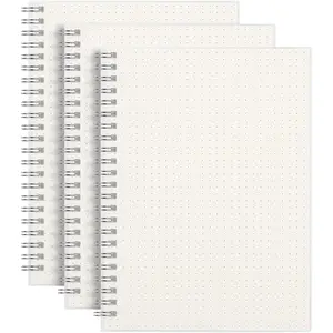 Dotted Journals Spiral Notebook 3 Pack, A5  Dot Grid Journal with 100 GSM Thick Dotted Paper, Transparent Hardcover, 80 Sheets, for  Journaling, Artist Writing Drawing, 5.7" x 8.3"