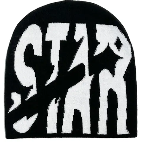 Unisex Y2K Jacquard Knit Beanie Fitted Hat, Casual Trendy Hat, Letter Design Stylish Trendy Streetwear Style, Outdoor Sport Warm Winter Cap, Beanies Hats for Fall & Winter Seasons