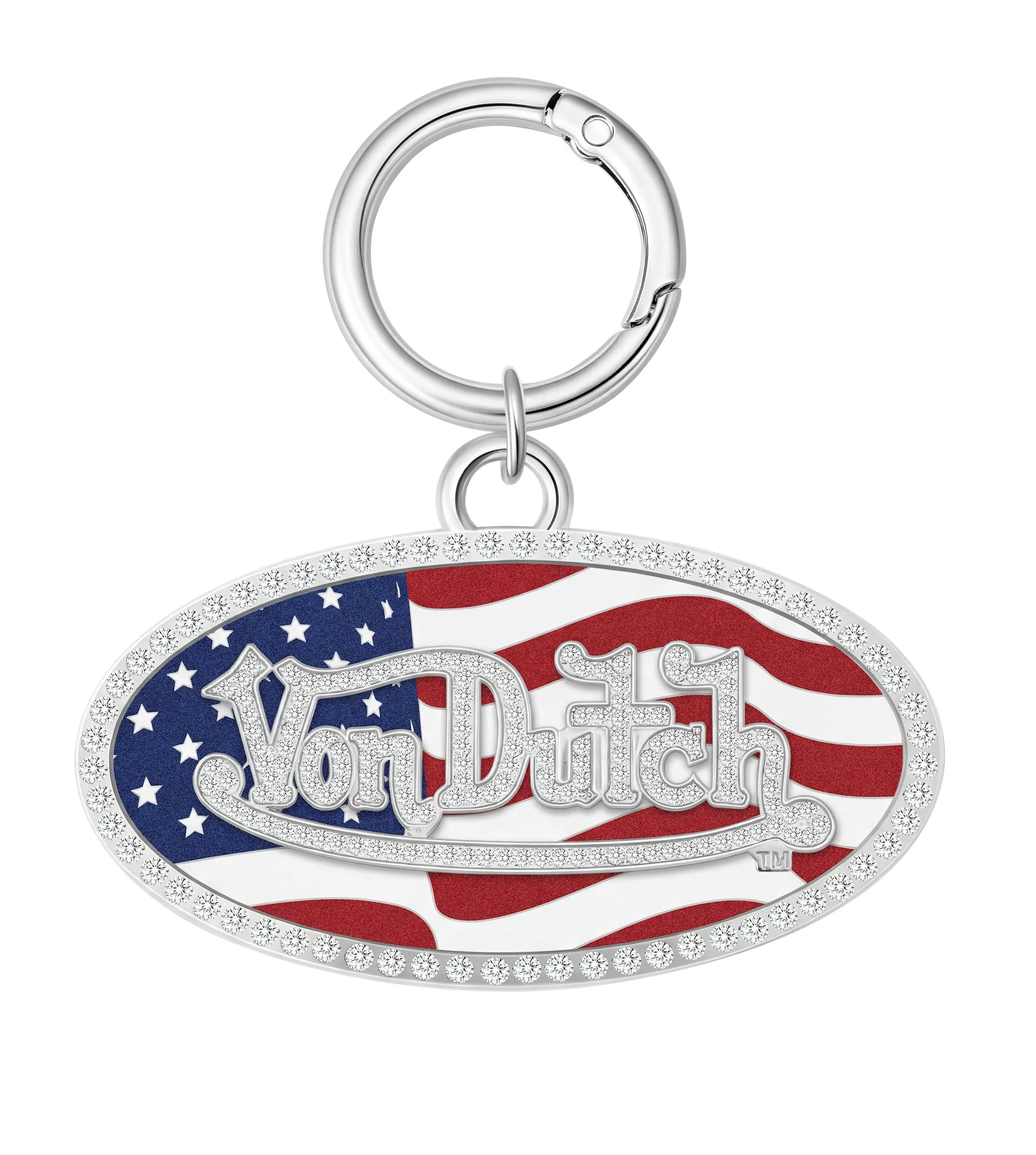 OVAL CHARM KEYCHAIN - USA