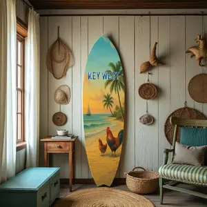 JennyGems Key West Surfboard Wall Art – Coastal Decor, Beach House Decoration, Outdoor Indoor PVC Surfboard Sign