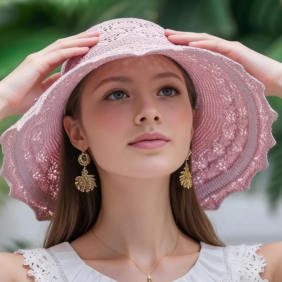 Handmade Breathable Crochet Sun Hat with Wide Ruffled Brim - Luxury Lace Embroidery Summer Hat - UPF 50+ Sun Shade Cap for Women - Lightweight Foldable Cotton Straw Hat for Gardening, Beach & Cruise Handmade Breathable Crochet Sun Hat with Wide Ruffled Brim - Luxury Lace Embroidery Summer Hat - UPF 50+ Sun Shade Cap for Women - Lightweight Foldable Cotton Straw Hat for Gardening, Beach & Cruise