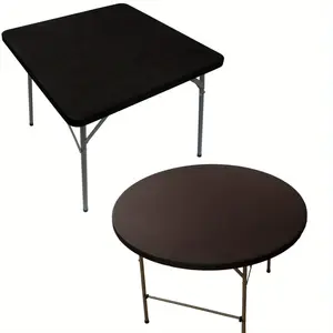 Waterproof Milk Silk Elastic Tablecloth, Round Banquet Table Cover, Picnic Outdoor Party Table Set, Square Long Rectangle Table Covers, Multiple Shapes