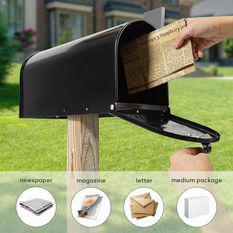 Galvanized Steel Post-Mount Mailbox 20"x8.7"x6.7" - Weatherproof Outdoor Lockable Mailbox with Anti-Rust Coating, Medium Capacity/Apartment Security Organiser Racks