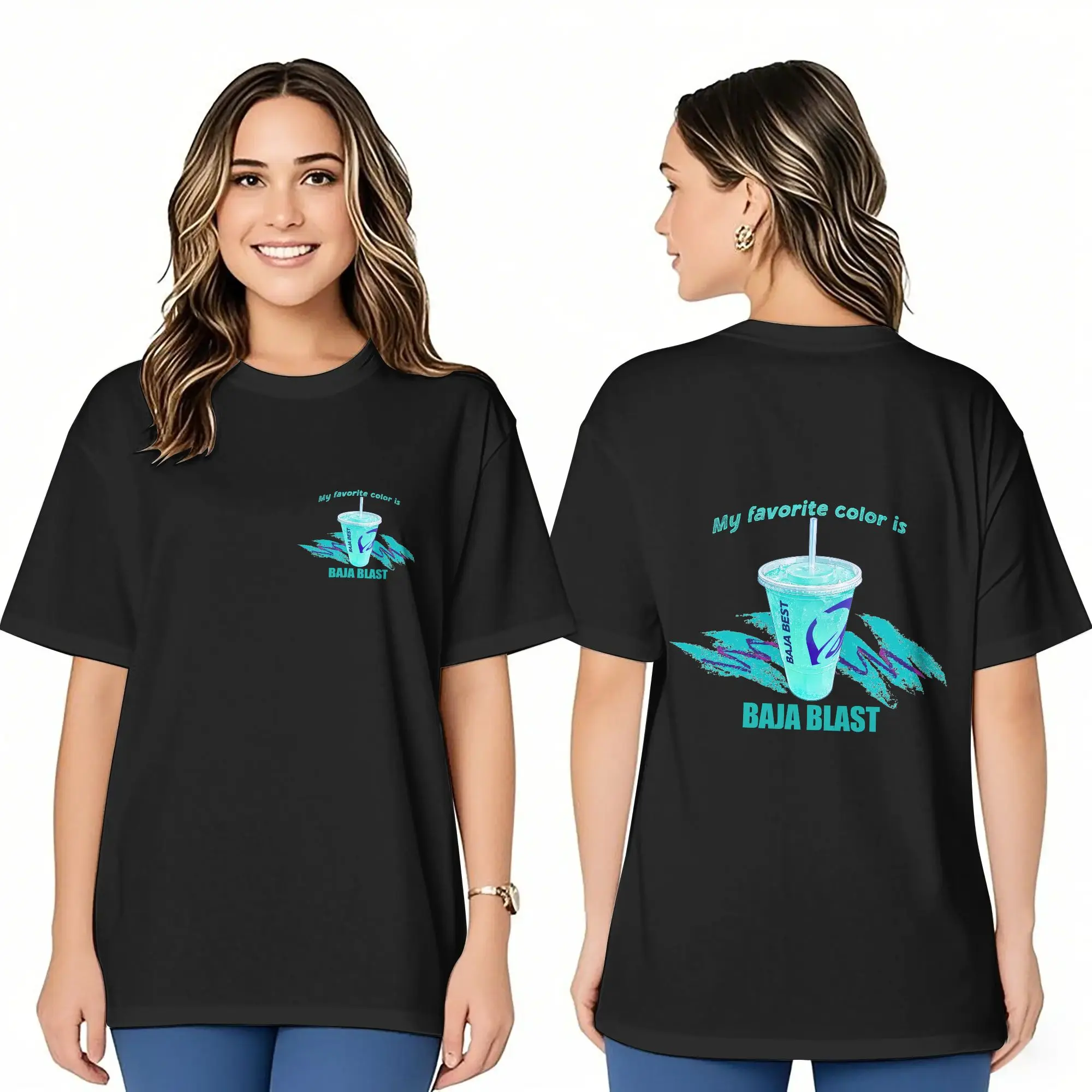 Cute Summer Drink Graphic Tee for Women Oversized Short Sleeve Shirt Fun Beverage Print Casual Loose Fit Crew Neck Top Double Side Printed Streetwear T Shirt Plus Size S-6XL
